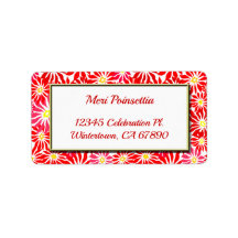Red Poinsettia Guld Ram Editable Address Label