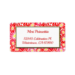 Red Poinsettia Guld Ram Editable Address Label Adressetikett