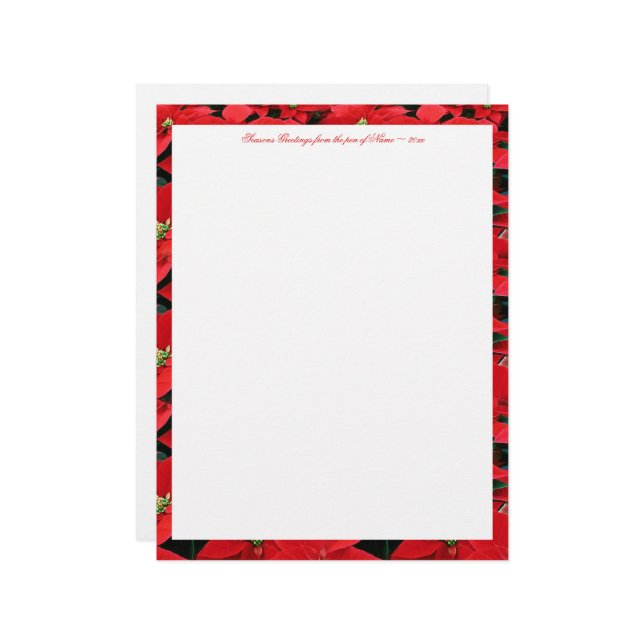 Red Poinsettia Helgdag Brevhuvud (Fram/Back In Situ)