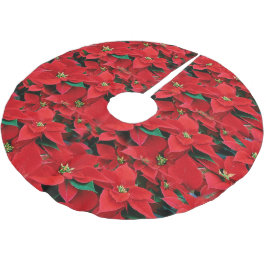 Red Poinsettia Helgdag Julgransmatta Borstad Polyester