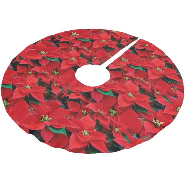 Red Poinsettia Helgdag Julgransmatta Borstad Polyester (Vinklad)