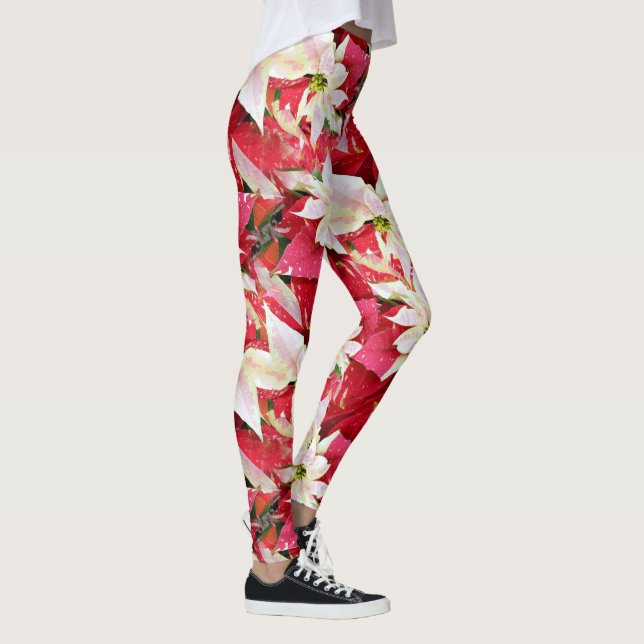 Red Poinsettia Helgdag Leggings (Höger)
