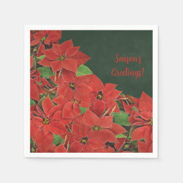 Red Poinsettia Helgdag Napkins Pappersservett