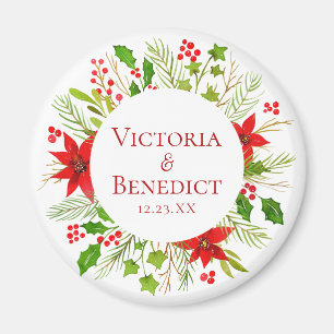 Red Poinsettia Helgdag Personlig Bröllop Magnet