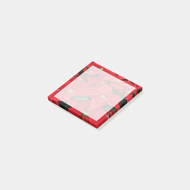 Red Poinsettia Helgdag Post-it Block (Vinklad)