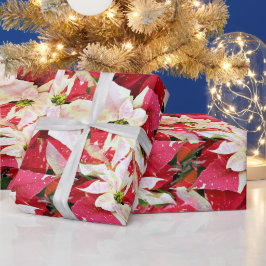 Red Poinsettia Helgdag Wrapping Papper Presentpapper