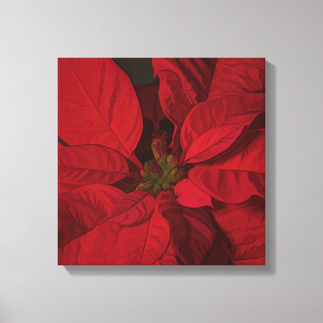 Red Poinsettia-Helgdagar Canvastryck (Framsida)