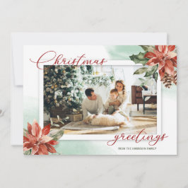 Red Poinsettia Holly 2 Photo jul Card