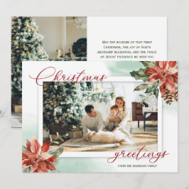 Red Poinsettia Holly 2 Photo jul Card