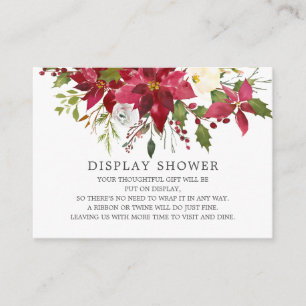 Red Poinsettia Holly Möhippa Visning Shower Tilläggskort