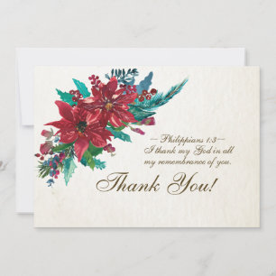 Red Poinsettia Inspirational Bible Verse jul Tack Kort