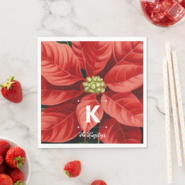 Red Poinsettia jul - anpassad monogram Pappersservett