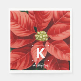 Red Poinsettia jul - anpassad monogram Pappersservett