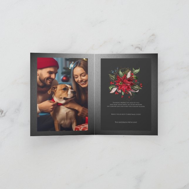 Red Poinsettia jul Botaniska vinteranläggningen 2 Kort (Inuti)