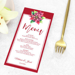 Red Poinsettia jul Bröllop Menu Meny