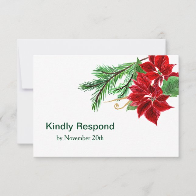 Red Poinsettia Jul Bröllop OSA Kort (Framsida)