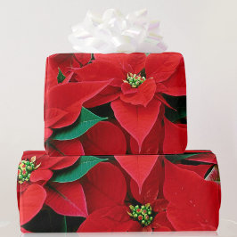 Red Poinsettia jul Gift Wrapping Papper Presentpapper