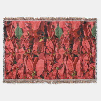 Red Poinsettia jul - Helgdag Blanket Throw Filt