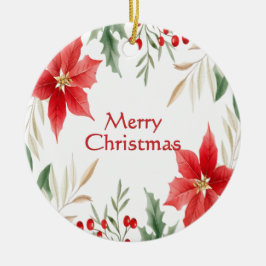 Red Poinsettia jul-Helgdag Ornament