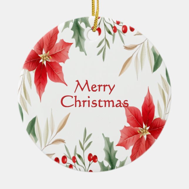 Red Poinsettia jul-Helgdag Ornament (Framsidan)