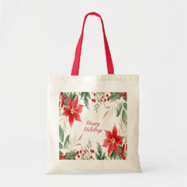 Red Poinsettia jul Helgdag Tote Bag Tygkasse