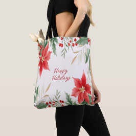 Red Poinsettia jul Helgdag Tote Bag Tygkasse