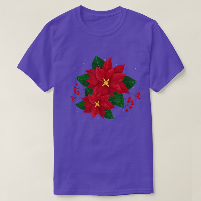 Red Poinsettia jul Julafton Poinsettia Flower P T Shirt (Design framsida)