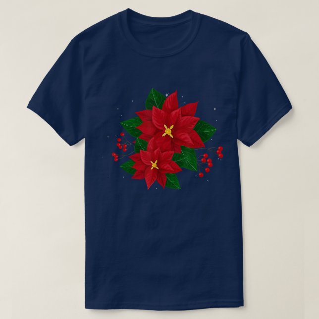 Red Poinsettia jul Julafton Poinsettia Flower P T Shirt (Design framsida)
