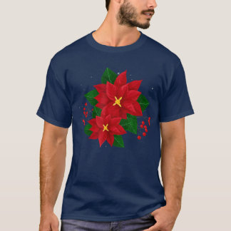 Red Poinsettia jul Julafton Poinsettia Flower P T Shirt