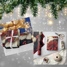 Red Poinsettia jul Mönster Presentpapper