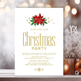 Red Poinsettia jul Party Inbjudningar