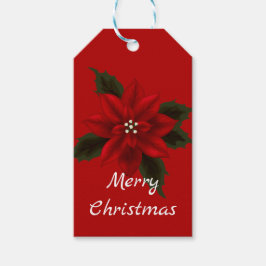 Red Poinsettia jul Red Presentetikett