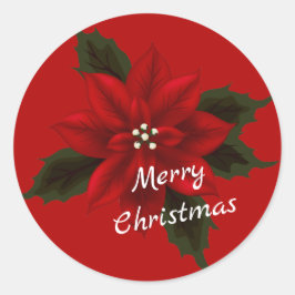 Red Poinsettia jul Red Runt Klistermärke