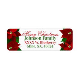 Red Poinsettia jul Returadress Etikett