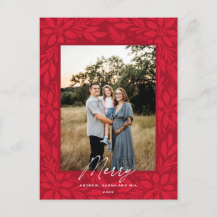 Red Poinsettia - juldesign Helg Vykort