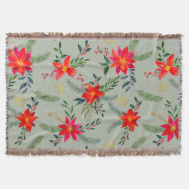 Red Poinsettia-julets Blommigt Filt