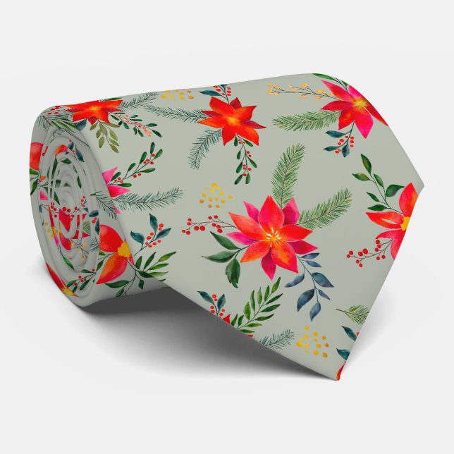 Red Poinsettia-julets Blommigt Slips (Rullad)