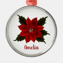 Red Poinsettia-julets Personlig