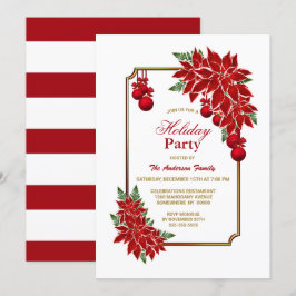 Red Poinsettia Julfest Inbjudningar