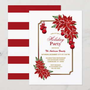 Red Poinsettia Julfest Inbjudningar
