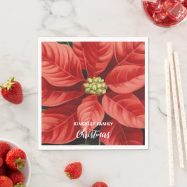 Red Poinsettia julhelg Personaliserat Pappersservett