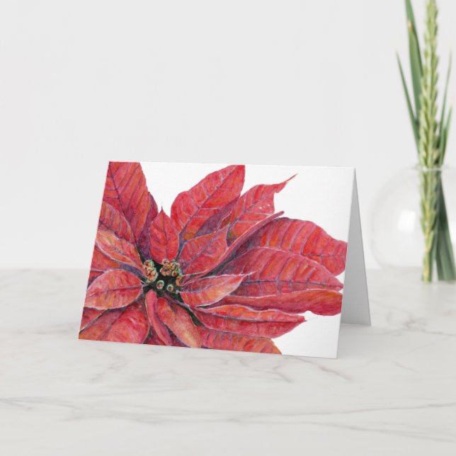 Red Poinsettia-julkort Tack Kort (Framsida)
