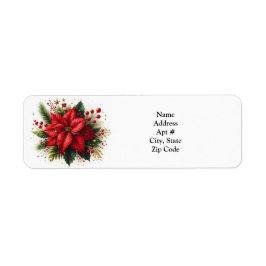 Red Poinsettia julretur adressetikett Returadress Etikett