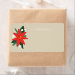 Red Poinsettia jultomte Helgdag Shipping Label Fraktsedel<br><div class="desc">Gör det lättare för dig att skicka dina mejl från paket med den här festliga fraktetiketten med en varm grön bakgrund med en fet röd poinsettia,  grönt gräs grenar,  löv och söta små vita blommar för en roligt men traditionellt ta på sig den klassiska julmotiven.</div>