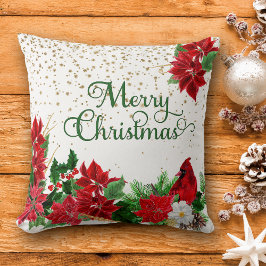 Red Poinsettia Kardinal jul Kudde