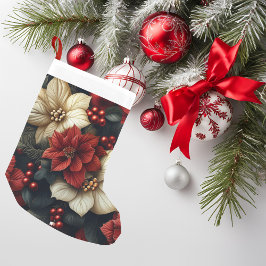 Red Poinsettia Liten Julstrumpa