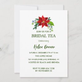 Red Poinsettia Möhippa Tea Inbjudningar