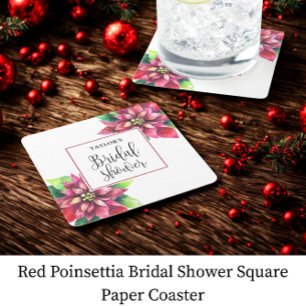 Red Poinsettia Möhippa Underlägg Papper Kvadrat