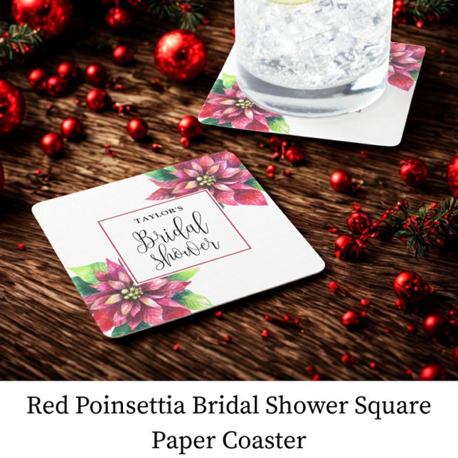 Red Poinsettia Möhippa Underlägg Papper Kvadrat (Skapare uppladdad)