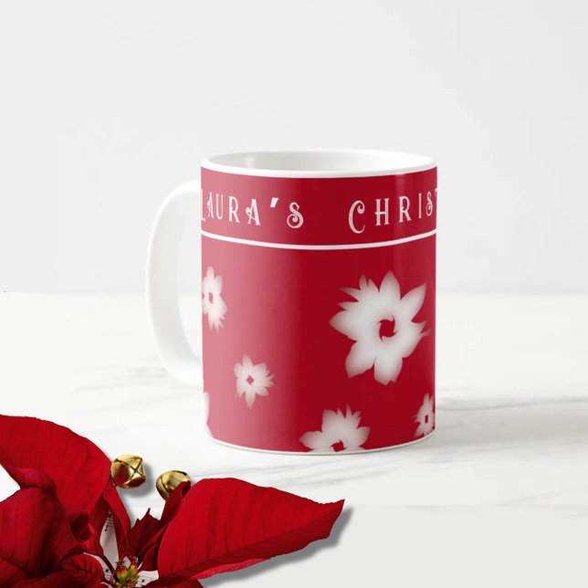Red Poinsettia Mönster Mugg (Skapare uppladdad)